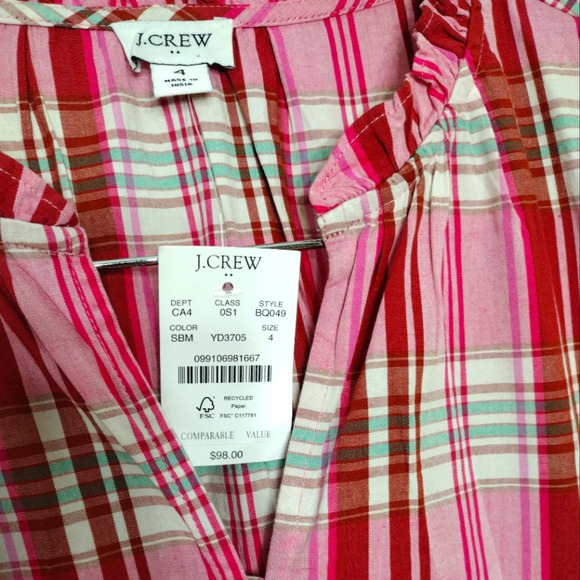 IT HAS POCKETS! J. Crew plaid mini dress with ruffle trim size 4 - Picture 3 of 10